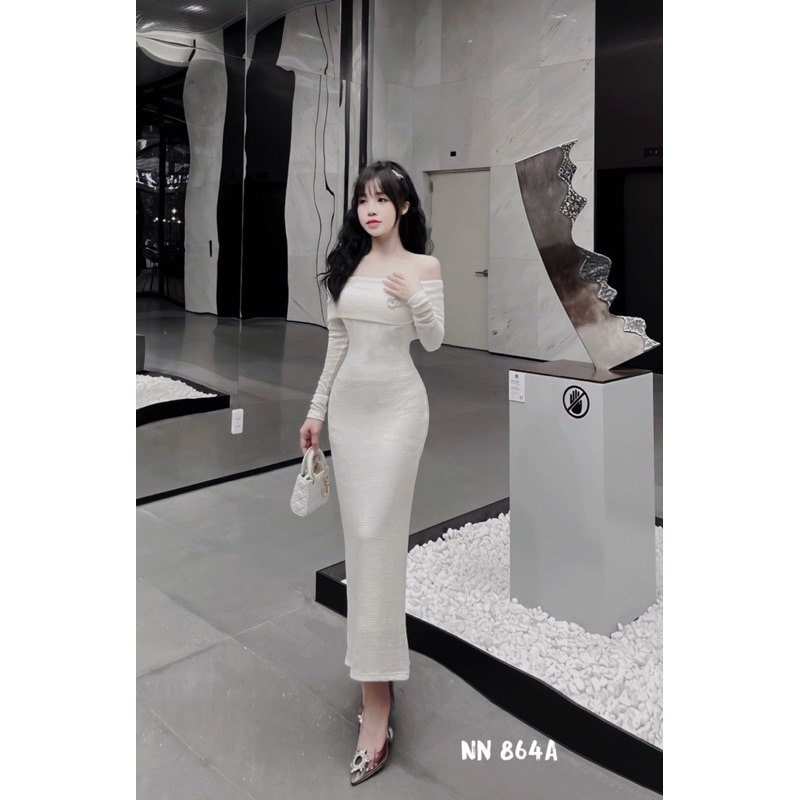 Váy ren body trễ vai dáng dài kèm tag siêu xinh