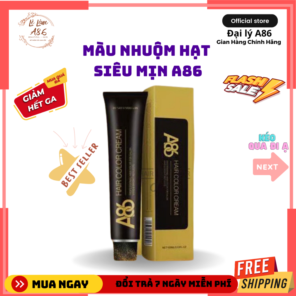 MÀU NHUỘM HẠT SIÊU MỊN A86 – Chật lượng vượt trội - Lên màu chuẩn, bóng, mềm, mượt, siêu bám màu