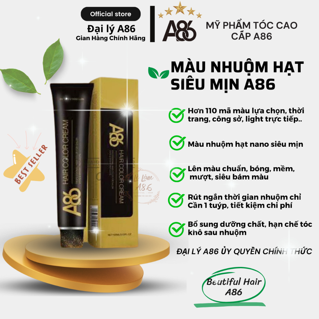 MÀU NHUỘM HẠT SIÊU MỊN A86 – Chật lượng vượt trội - Lên màu chuẩn, bóng, mềm, mượt, siêu bám màu