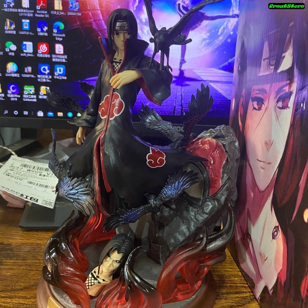 [ Sẵn ] Mô Hình Naruto Uchiha Itachi Akatsuki ( 2 đầu ) Và Bầy Quạ Đen Figure 29 cm