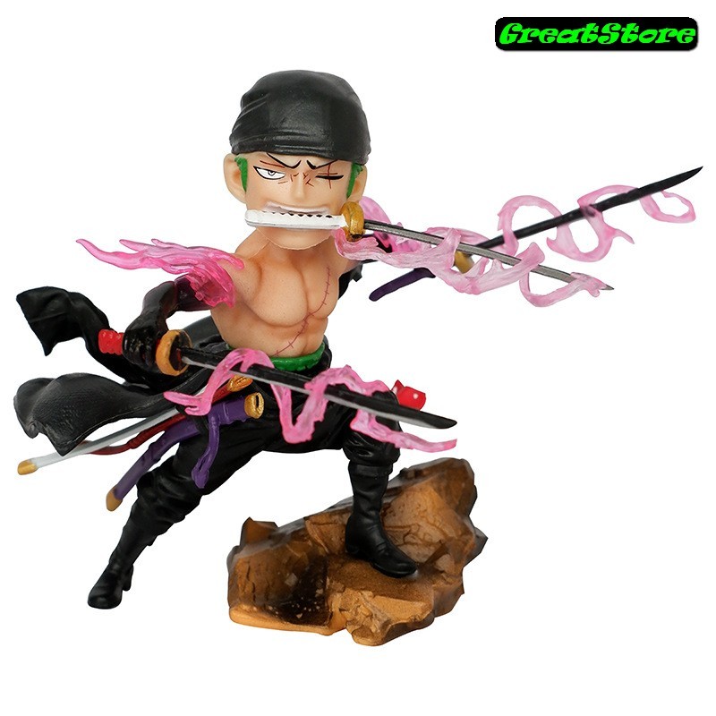 [ Sẵn ] Mô hình One Piece Zoro enma chibi Grear 5 3 kiếm + 3 haki 8 cm có hộp