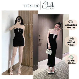 Đầm Body Maxi Ống Cúp Ngực Phối Nơ Có Mút Dáng Ngắn, Dài Ôm Body Siêu Tôn Dáng
