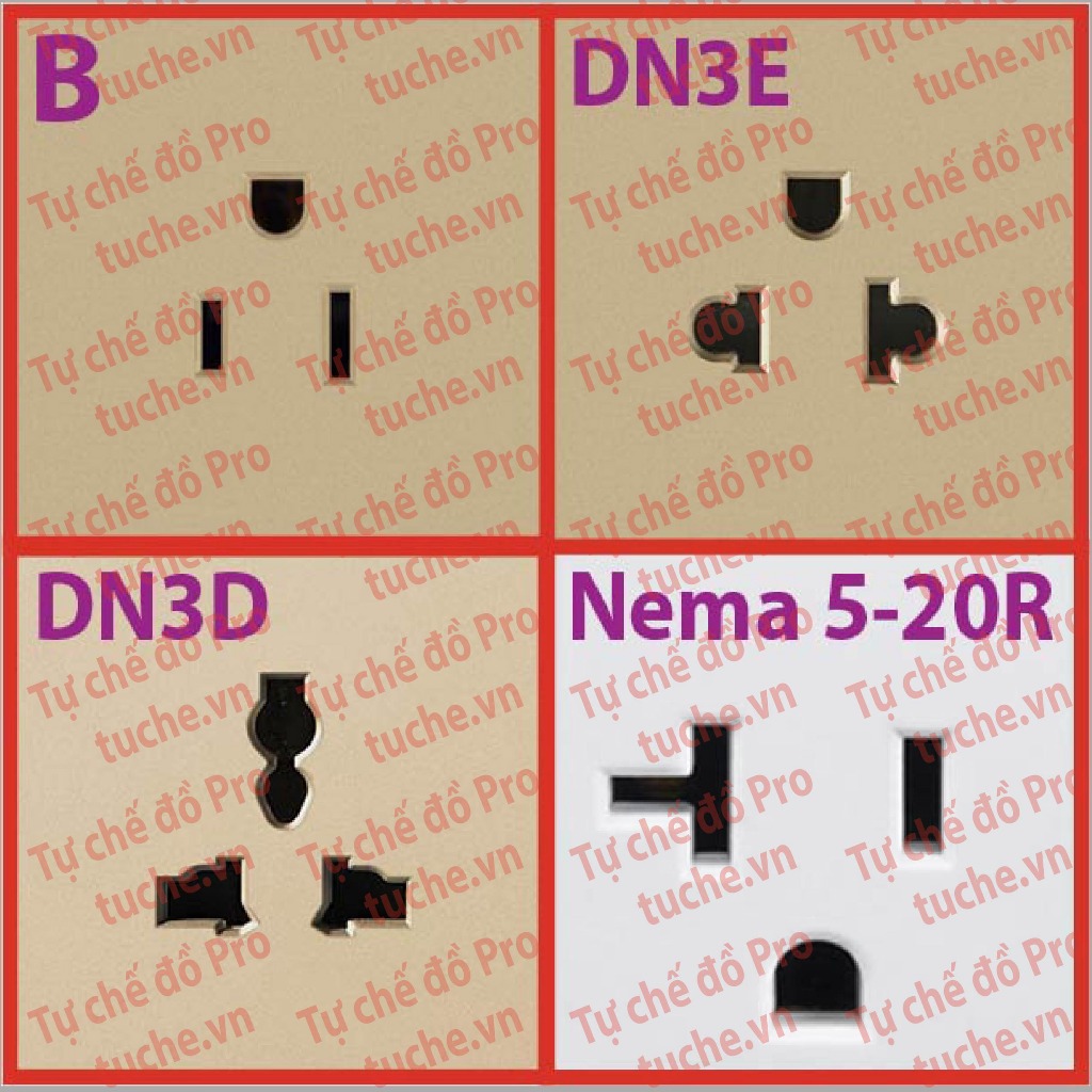 Phích cắm 3 chân chuẩn Mỹ gập 90 độ 10A 250VAC