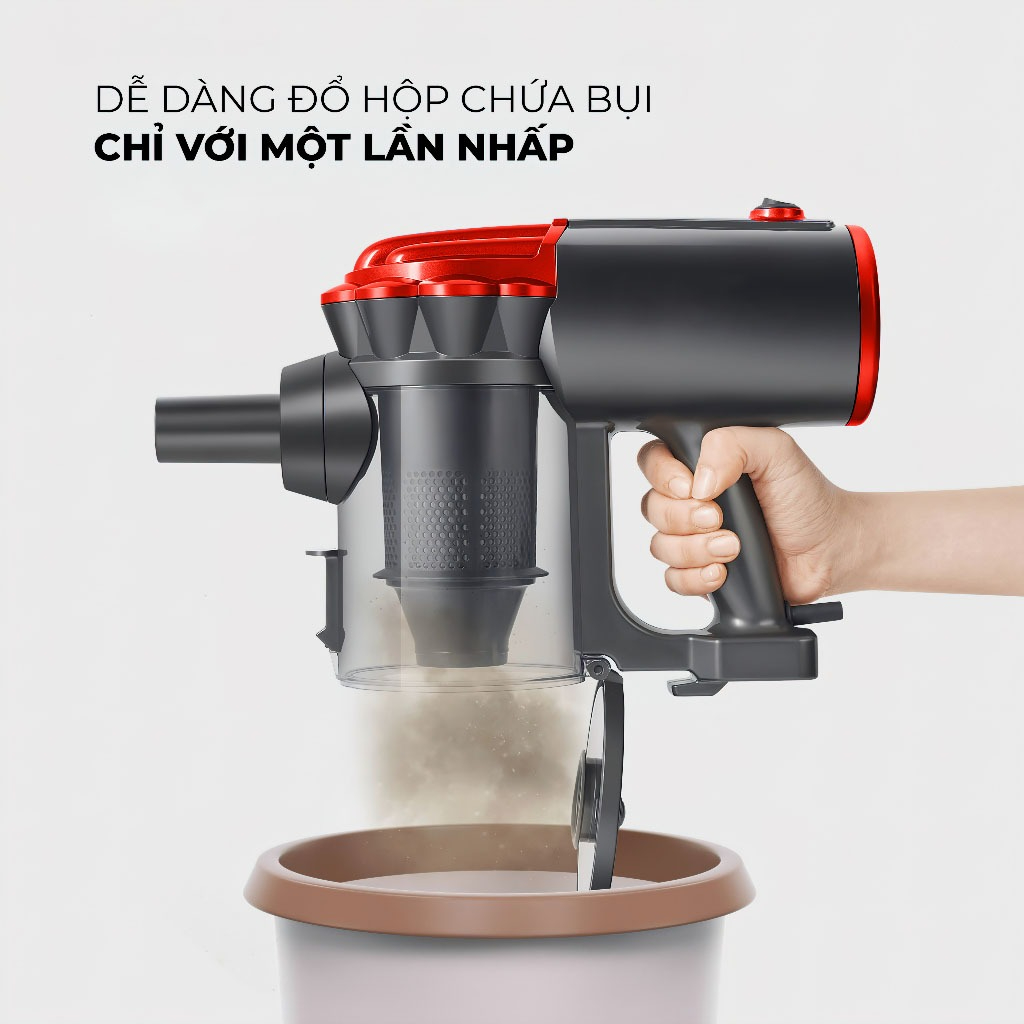 Máy Hút Bụi Cầm Tay DELADEP Lực Hút 22000PA Siêu Mạnh, Thế Hệ Mới, Máy Cầm Tay Kiểu Đứng, 4 Đầu Hút Đa Năng MHB06
