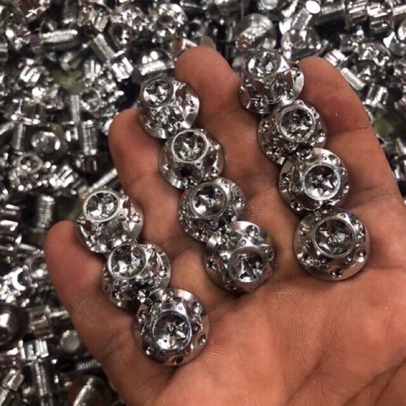 Ốc Chân Gương 10li Inox Salaya Kèm Long Đen Lắp Đặt Mọi Dòng Xe.