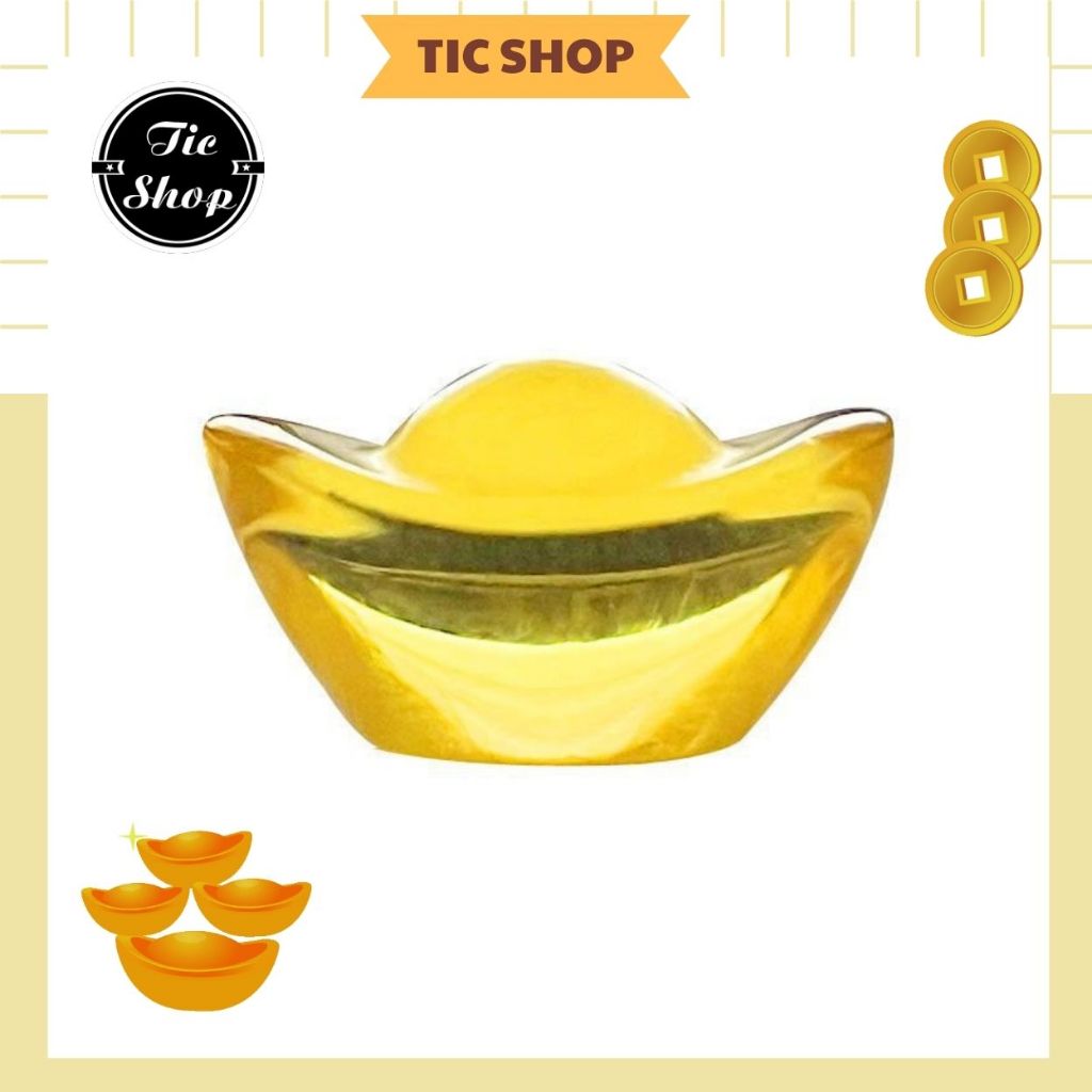 Thỏi Vàng Kim Nguyên Bảo Pha Lê Trang Trí Decor Thần Tài Phong Thuỷ Phát Lộc May Mắn Đủ Size