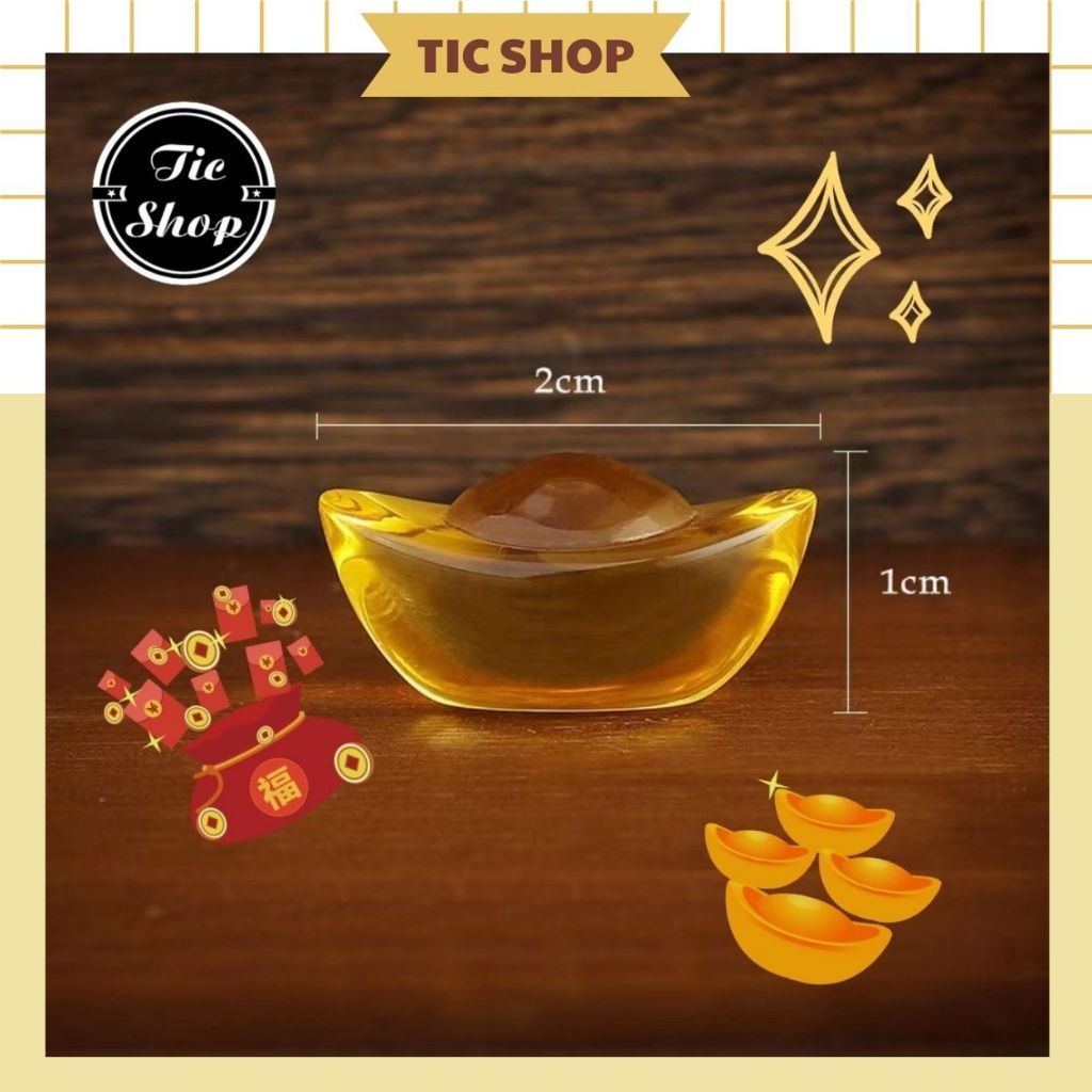 Thỏi Vàng Kim Nguyên Bảo Pha Lê Trang Trí Decor Thần Tài Phong Thuỷ Phát Lộc May Mắn Đủ Size