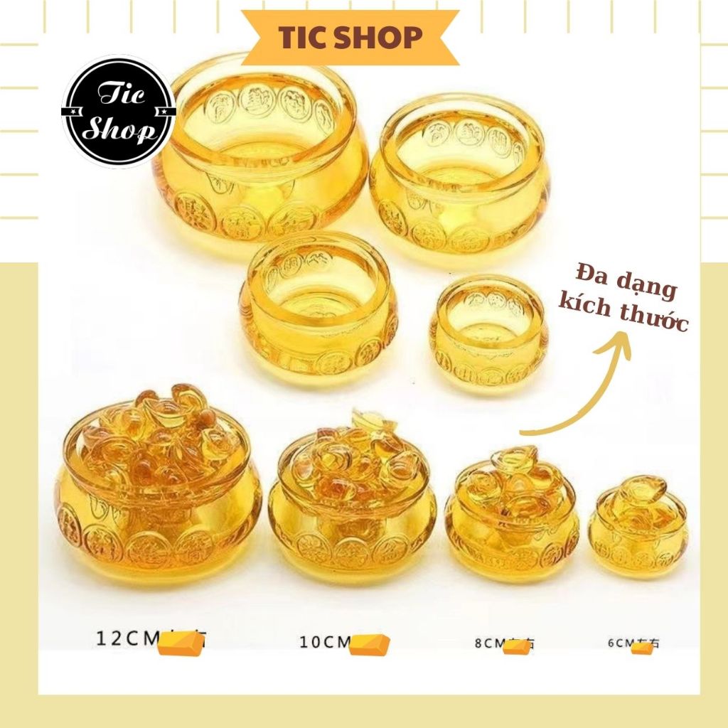 Thỏi Vàng Kim Nguyên Bảo Pha Lê Trang Trí Decor Thần Tài Phong Thuỷ Phát Lộc May Mắn Đủ Size