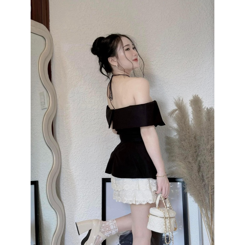 SET TRỄ VAI KÈM BELT CVAY TẦNG REN