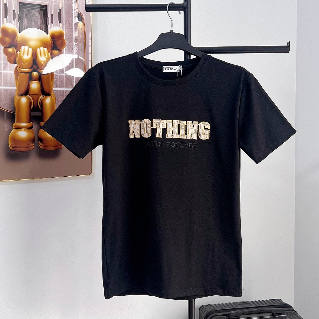 Áo thun nam cổ tròn phối viền tay cao cấp, Áo thun nam cotton co giãn thoải mái trẻ trung năng động