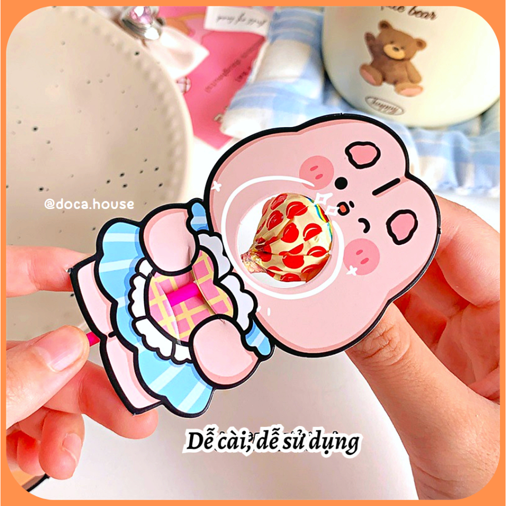 Set Giấy Bọc Thẻ Cài Trang Trí Kẹo Mút Hình Gấu Thỏ Cún Dễ Thương Thích Hợp Làm Quà Tặng Cho Các Bé Người Thương