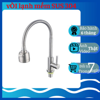 Vòi rửa bát lạnh inox 304, vòi cần mềm lạnh xoay 360 linh hoạt, vòi rửa chén bát lạnh lò xo inox 304, vòi lò xo, vòi rửa