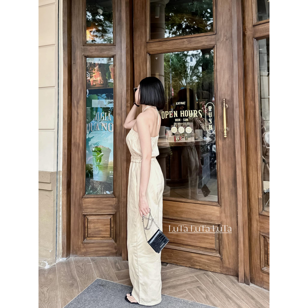 JUMPSUIT MÀU KEM CHẤT KAKI COTTON