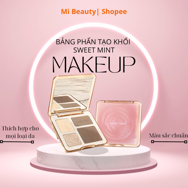 Bảng Tạo Khối Bắt Sáng SWEET MINT 4 Ô Bền Màu, Tự Nhiên, Lâu Trôi