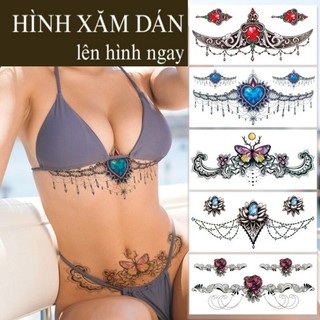 [Đọc kỹ mô tả] Hình dán tạm thời ngực bụng tôn dáng body, tatoo bikini, không chống nước