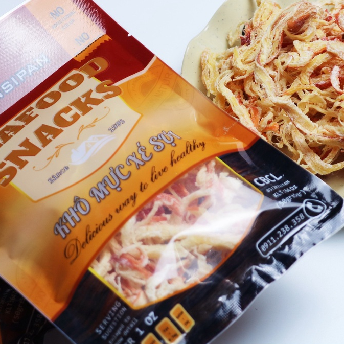 Khô Mực Hấp Dừa Xé Sợi Fansipan Chính Hãng Gói 50g Thơm Ngon Tiện Lợi, Ăn Vặt Nana