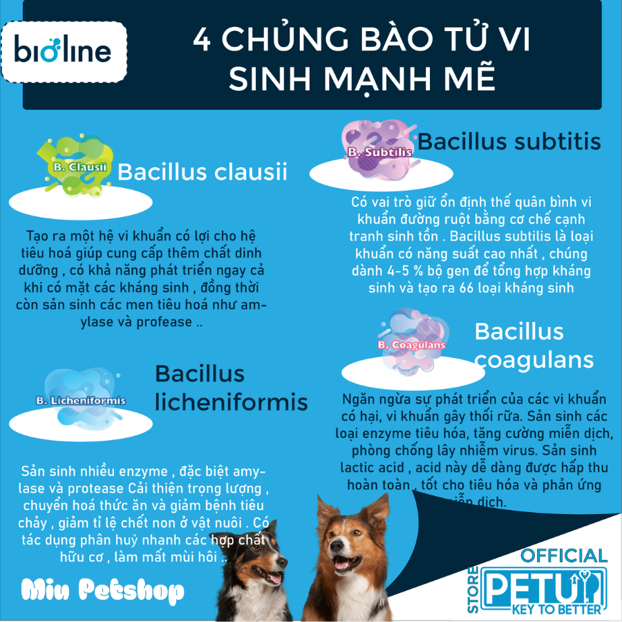 Men tiêu hóa, Men vi sinh cho chó mèo BIOLINE MBR9, Men vi sinh giúp tăng đề kháng, bệnh vặt, hôi phân