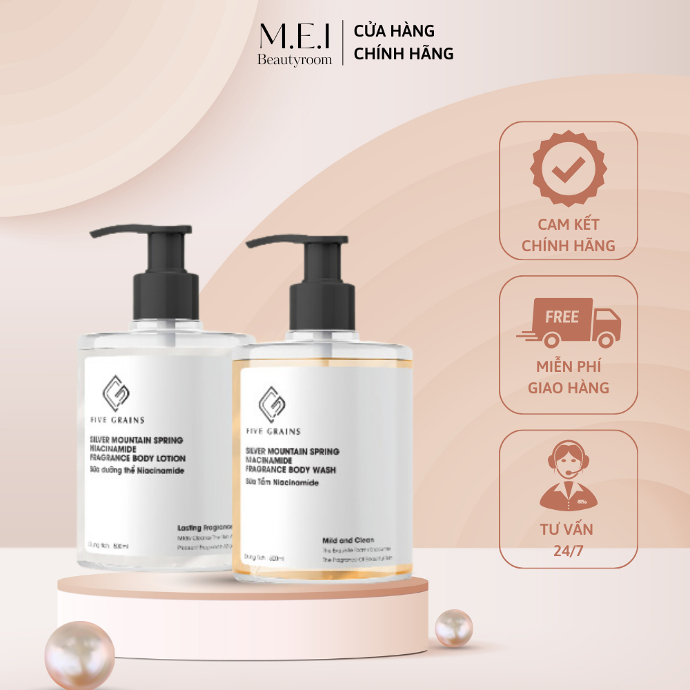 Sữa Tắm Dưỡng Trắng Niacinamide Five Grains - Unisex 500ml Siêu Đỉnh