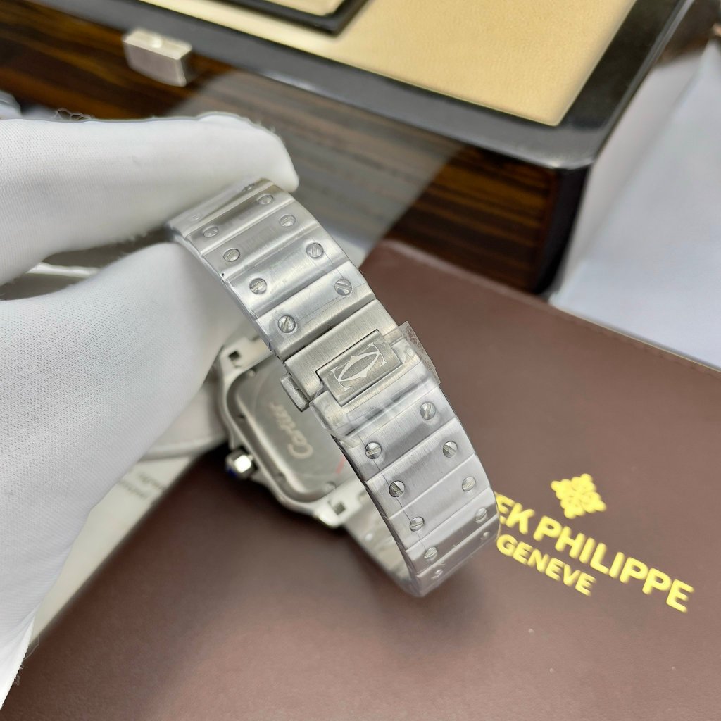 Đồng hồ nam Cartier Santos wh- khung thép 316L- automatic nhật -36mm CHỐNG NƯỚC- BẢO HÀNH 24 thángg