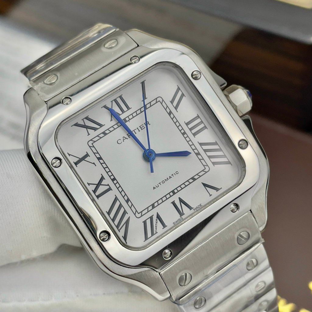 Đồng hồ nam Cartier Santos wh- khung thép 316L- automatic nhật -36mm CHỐNG NƯỚC- BẢO HÀNH 24 thángg