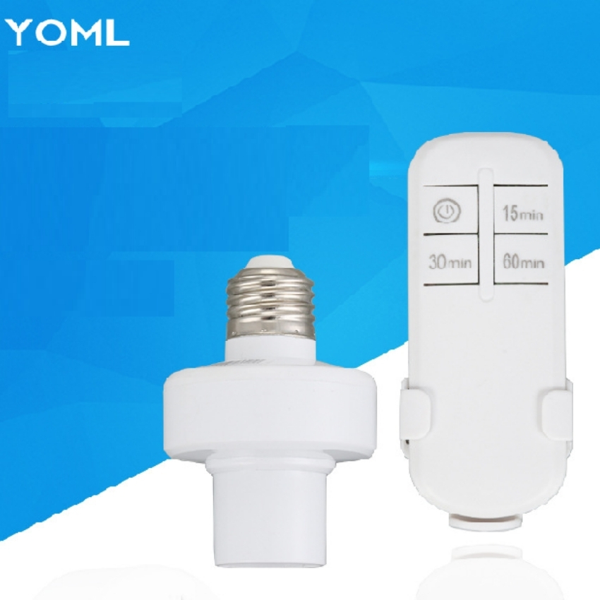 Đuôi đèn điều khiển từ xa E27- đui đèn điều khiển từ xa rf xuyên tường không dây màu trắng, có đế treo.