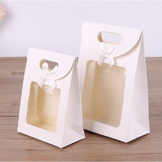 Túi giấy đựng quà tặng, mỹ phẩm giấy ivory cao cấp có nắp, có nơ