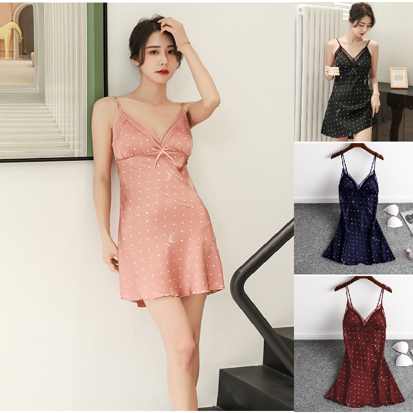 Đầm Ngủ Đồ Ngủ Mặc Nhà AMAKA Lụa In Họa Tiết Hai Dây Có Đủ Size Dưới 85KG AMKBODUID42