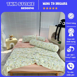 Bộ chăn ga gối đũi cotton 5 món chăn trần chất liệu thoáng mát mềm mại, Chăn ga gối đũi zara home nhập khẩu mẫu mới 2023
