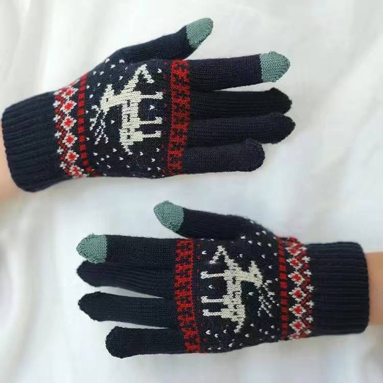 Găng tay len cảm ứng màn hình điện thoại họa tiết Giáng Sinh siêu cute chất liệu len dày vô cùng ấm