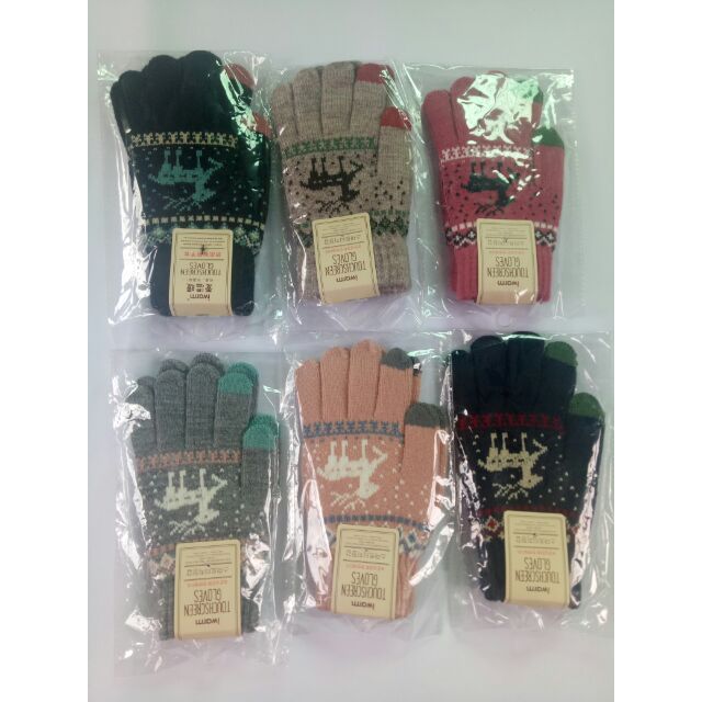 Găng tay len cảm ứng màn hình điện thoại họa tiết Giáng Sinh siêu cute chất liệu len dày vô cùng ấm