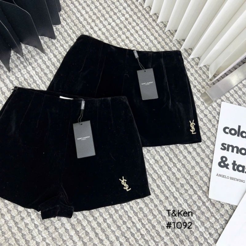 Quần sooc nhung tag cài hàng QC