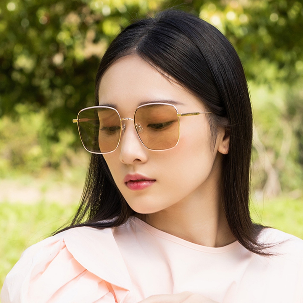 Kính Râm, Kính Mát Nam Nữ Vuông To Gọng Kim Loại, Xanh Dương, Nâu, Đen, Chống Tia UV, Phong Cách Hàn Quốc - BLUE LIGHT