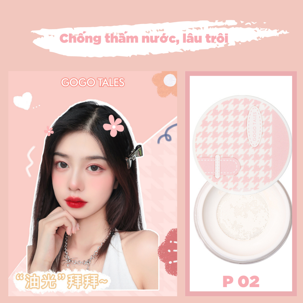 Phấn phủ bột kiềm dầu GOGO TALES Mist Light And Transparent Loose Powder Oil Control Makeup Air Gogotales GT370