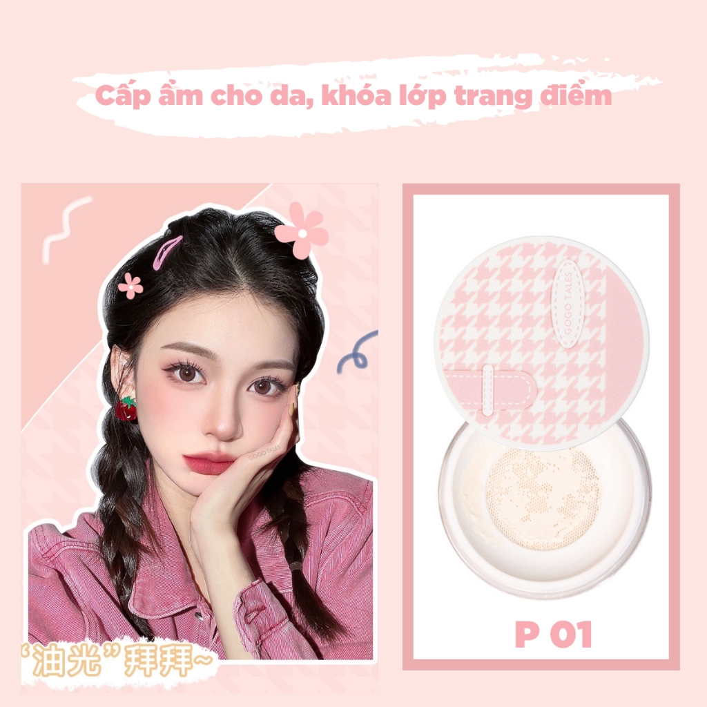 Phấn phủ bột kiềm dầu GOGO TALES Mist Light And Transparent Loose Powder Oil Control Makeup Air Gogotales GT370