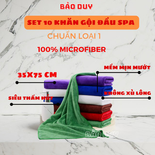Khăn Gội Đầu Dưỡng Sinh - Quấn Đầu Salon Tóc - Set 10 khăn Spa -  KT : 35*75cm -Mềm Mịn Thấm Hút Tốt-Bảo Duy