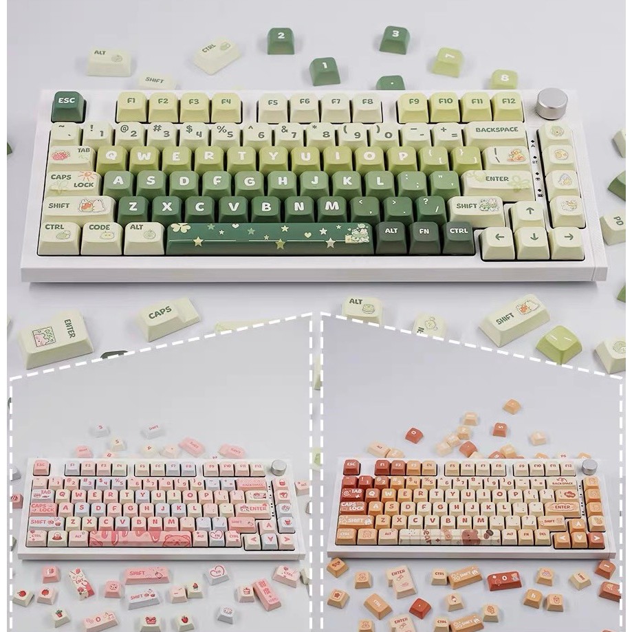 Keycap Xda Light Green, Caramel Bear, Cream Strawberry - 133 Nút FullBox