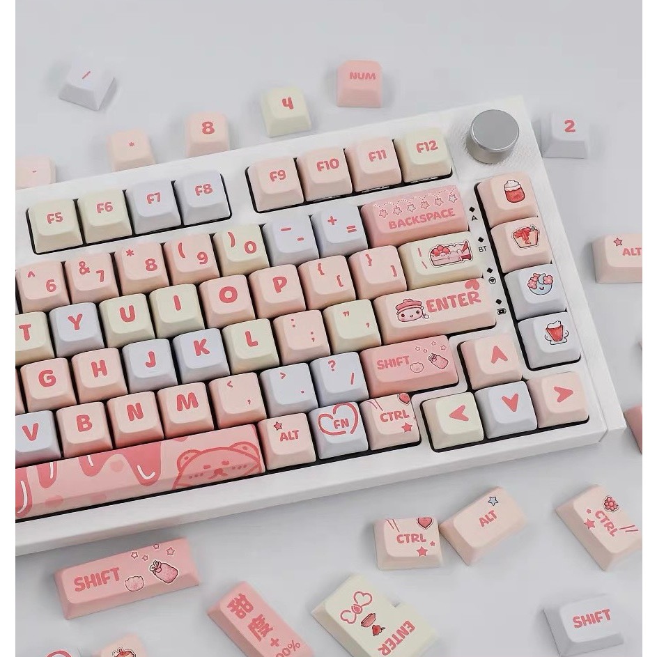 Keycap Xda Light Green, Caramel Bear, Cream Strawberry - 133 Nút FullBox