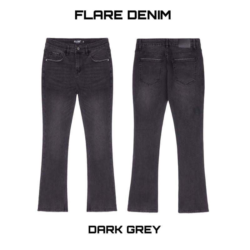𝑭𝑳𝑨𝑹𝑬 𝑫𝑬𝑵𝑰𝑴 𝑰𝑵 𝑫𝑨𝑹𝑲 𝑮𝑹𝑬𝒀 - Quần Jeans Nam Ống Loe Xám