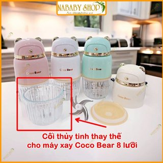 Cối Máy Xay Coco Bear 8 Lưỡi Xay Đồ Ăn Dặm Cho Bé, Xay Rau Củ, Thịt, Máy Xay Mini Cối Thủy Tinh