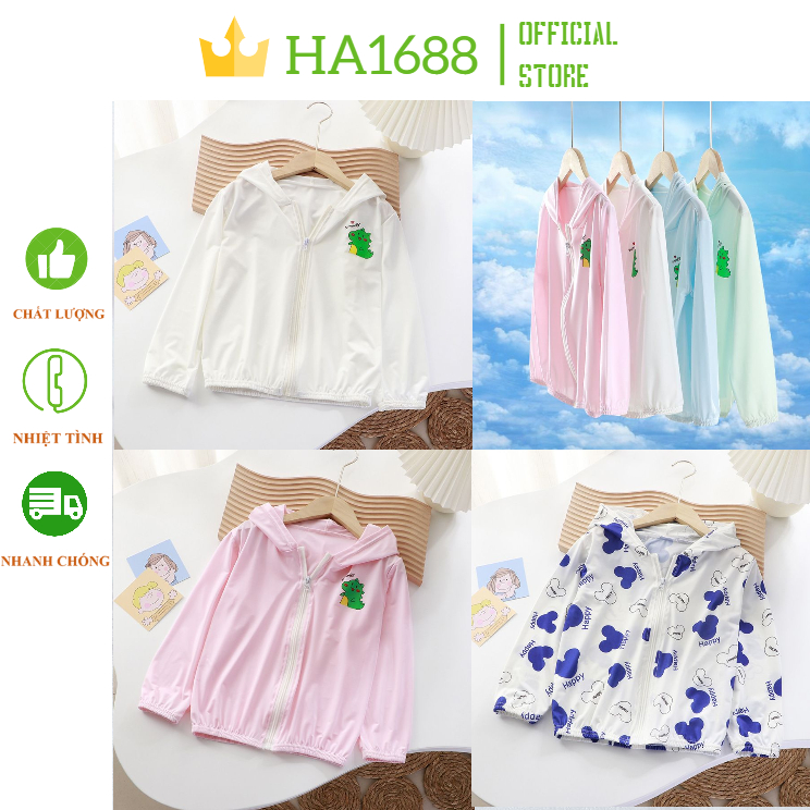Áo khoác Mỏng,chống lạnh,chống nắng cho trẻ em Bé Trai Bé Gái mềm,mát,từ 2-8 tuổi HA1688 Ha1688