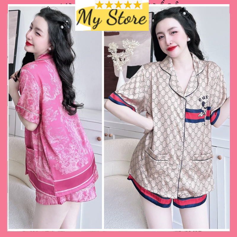 Đồ bộ ngủ Pyjama đùi nữ dễ thương giá rẻ chất vải lụa latin loại 1 hàng thiết kế mềm mát MY STORE
