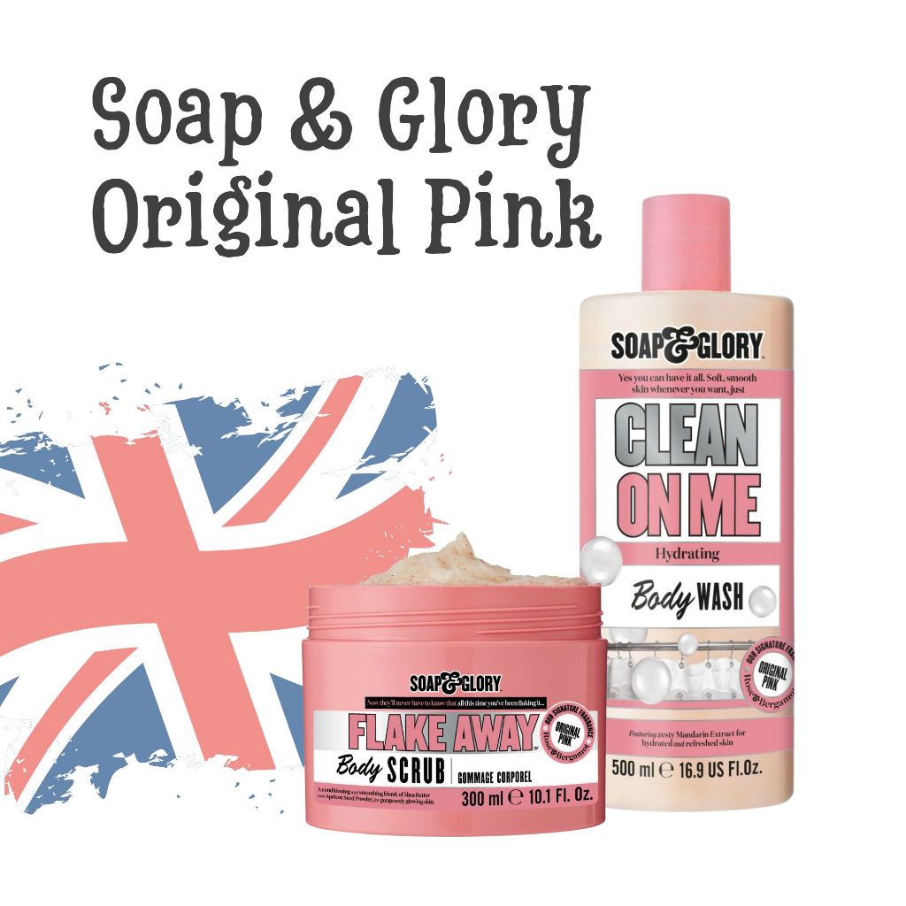 [PHIÊN BẢN QUÀ TẶNG] Sữa tắm Soap &amp; Glory Clean On Me set quà tặng kèm bông tắm màu hồng siêu xinh