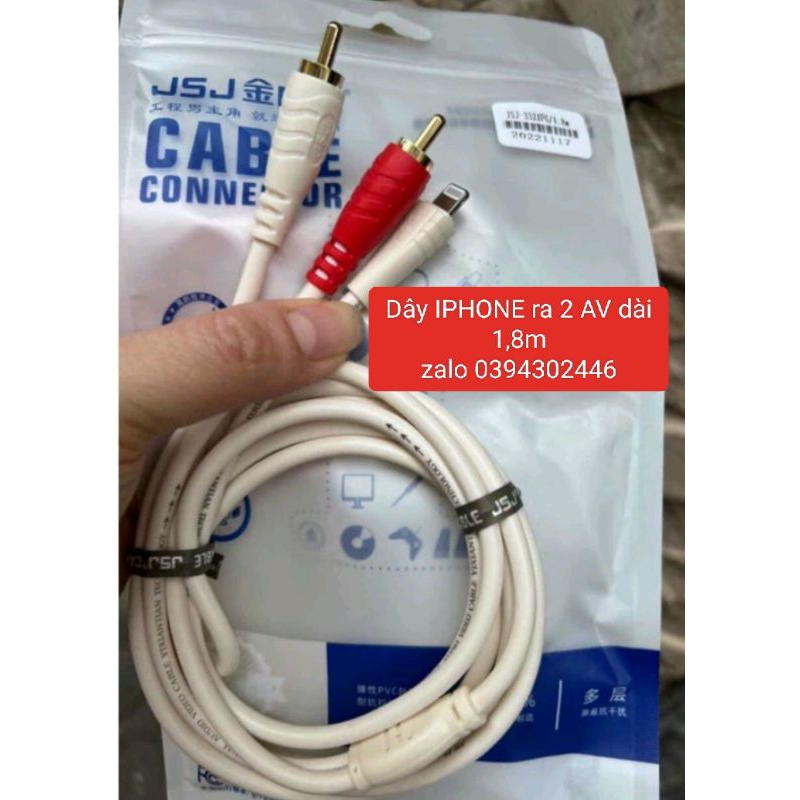 Dây Cáp âm thanh từ IPHONE ra loa_ cáp lightning ra AV .1,8m