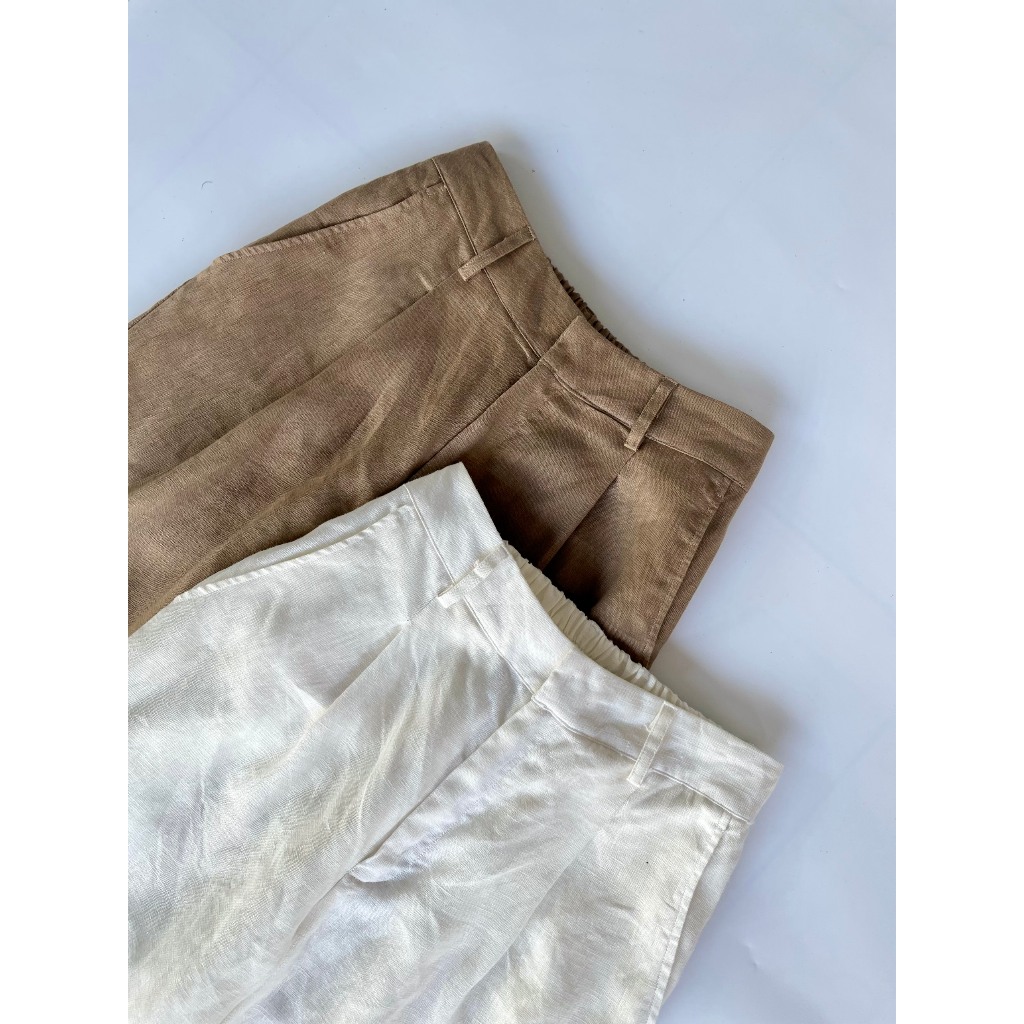 ĐẶT MAY - Quần tây ống suôn linen tưng premium washed Mé Hè