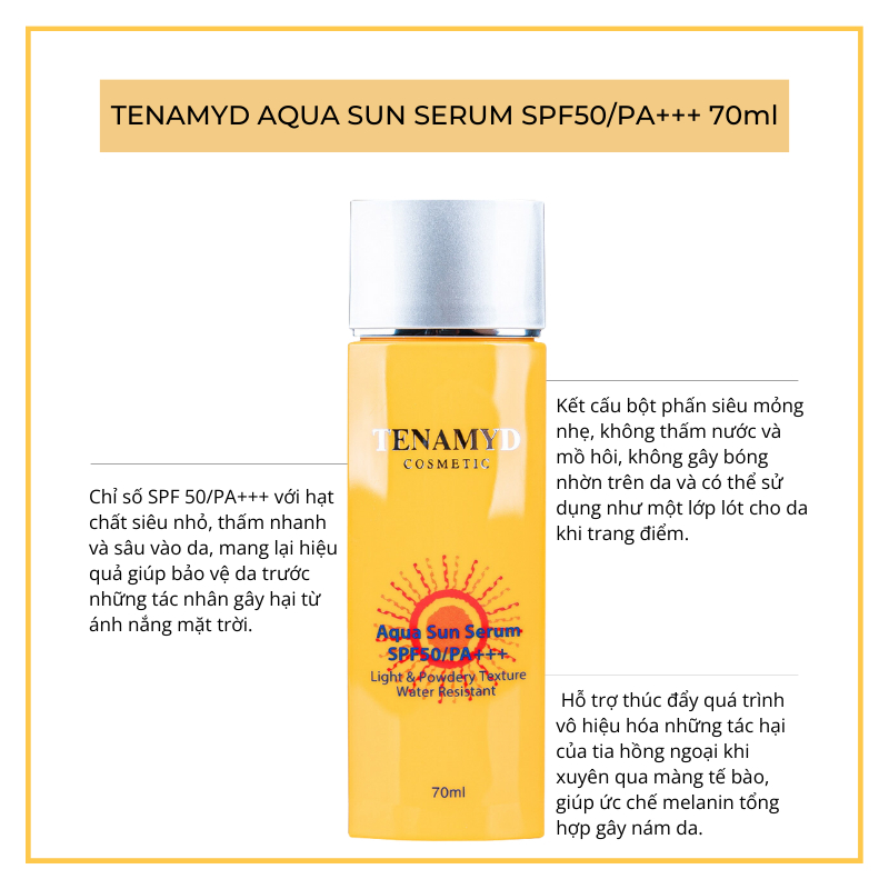 Tinh chất chống nắng dạng nước Tenamyd Aqua Sun Serum SPF50/PA+++ 70m