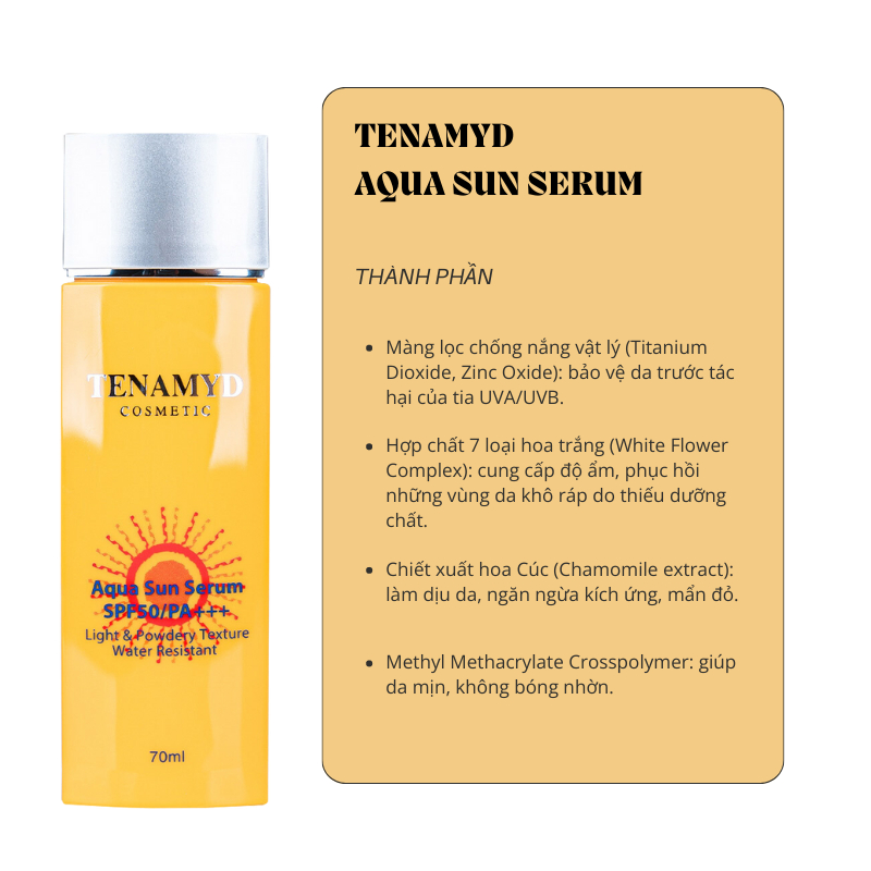 Tinh chất chống nắng dạng nước Tenamyd Aqua Sun Serum SPF50/PA+++ 70m