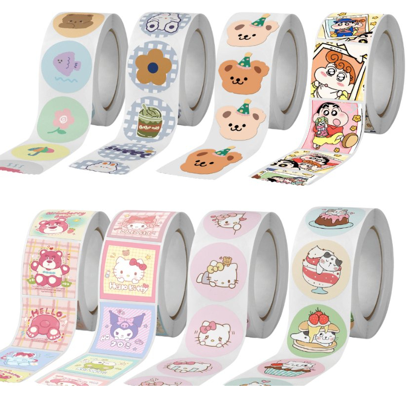 Cuộn 500 Sticker Hình Dán Kích Thước 2.5 cm, sticker khen thưởng học sinh ,sticker trang trí dán sổ nhiều mẫu dễ thương