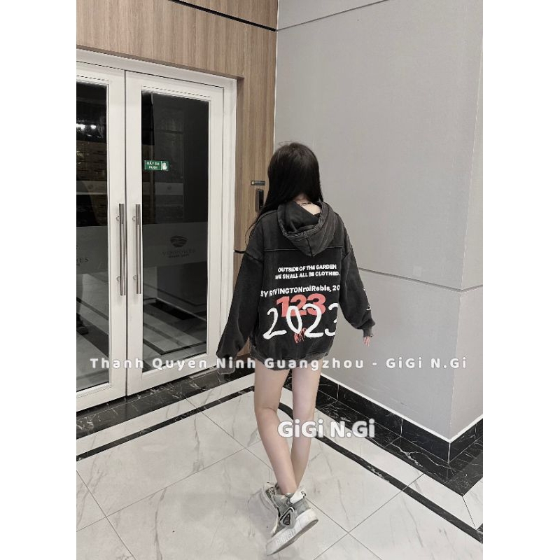 Áo nỉ hoodies mũ loang số 123