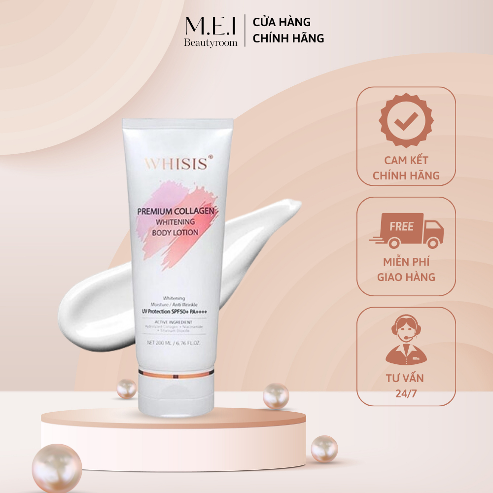 Kem dưỡng body WHISIS trắng da SPF 50+ PDA ++++ / Lotion Collagen dưỡng trắng - Chống nắng body Cao cấp - Beautyr