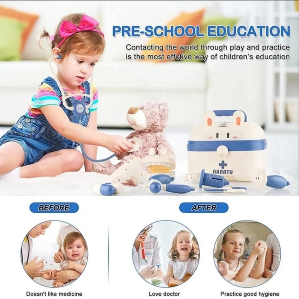 Đồ chơi bác sĩ cho bé gái bé trai, đồ chơi bác sĩ thỏ, chất liệu nhựa nguyên sinh ABS cao cấp
